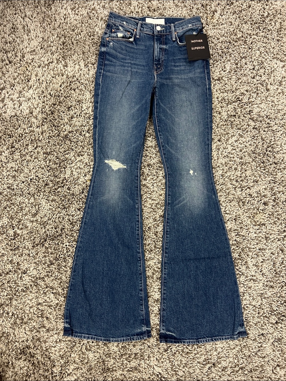 Mother Superior Women's Flared Dark Blue Jeans